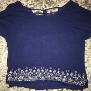 BLUE PRINT CROP BLOUSE